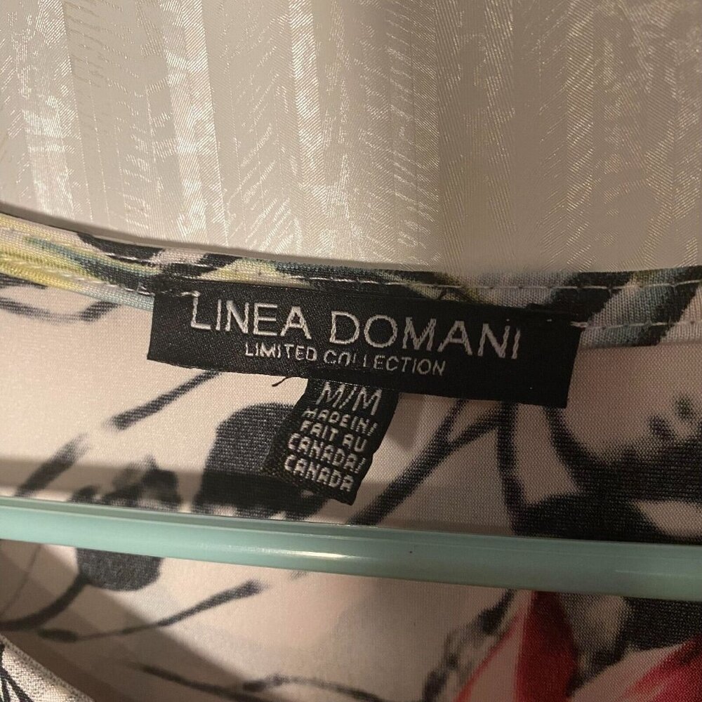 Linea Domani Long Tunic Or Mini Dress Floral Key Hole Stretch Size Medium - Picture 7 of 10